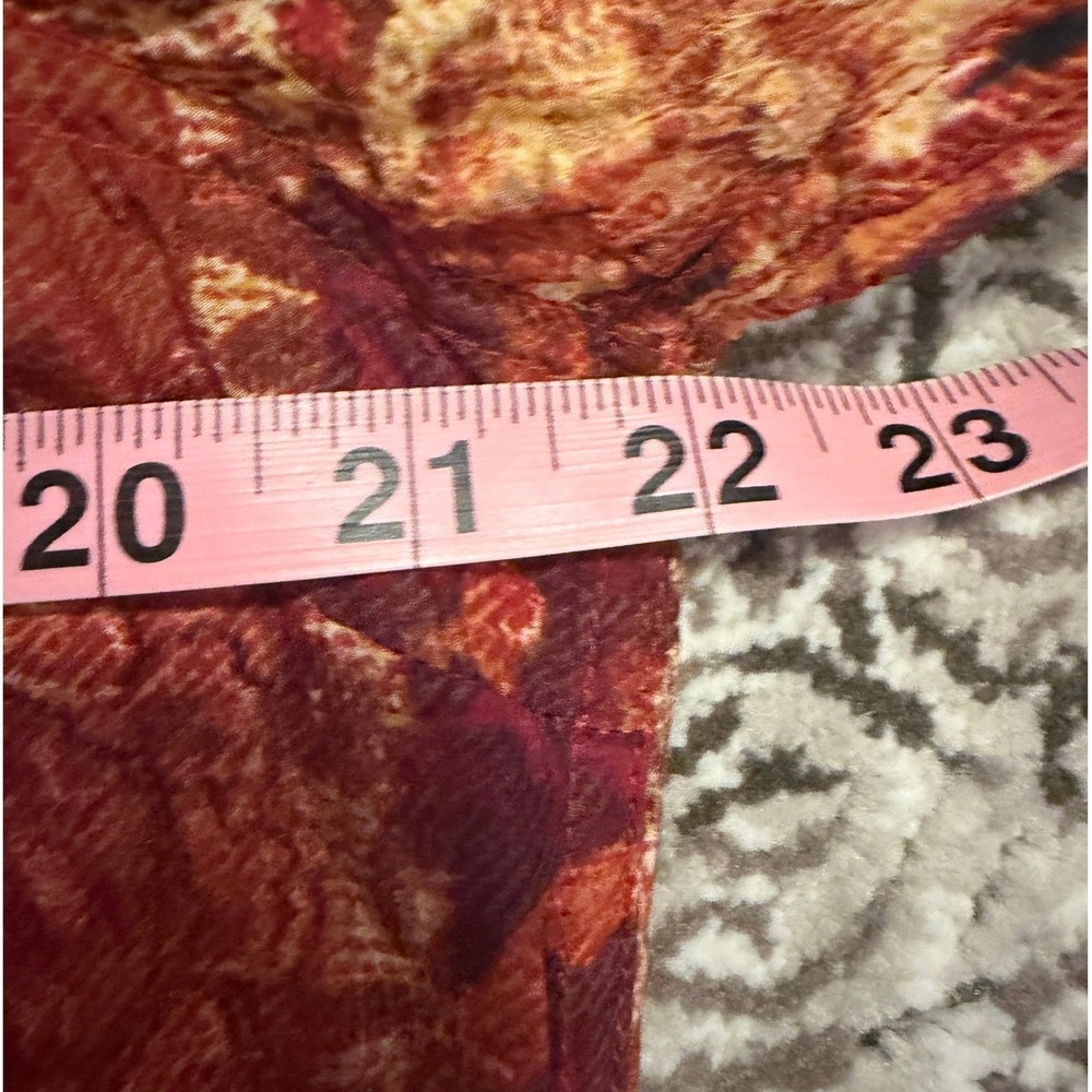 NWOT LUCKY BRAND Live In Love Top Women's XL Rust Print 100% Silk Button Shirt - Picture 9 of 11